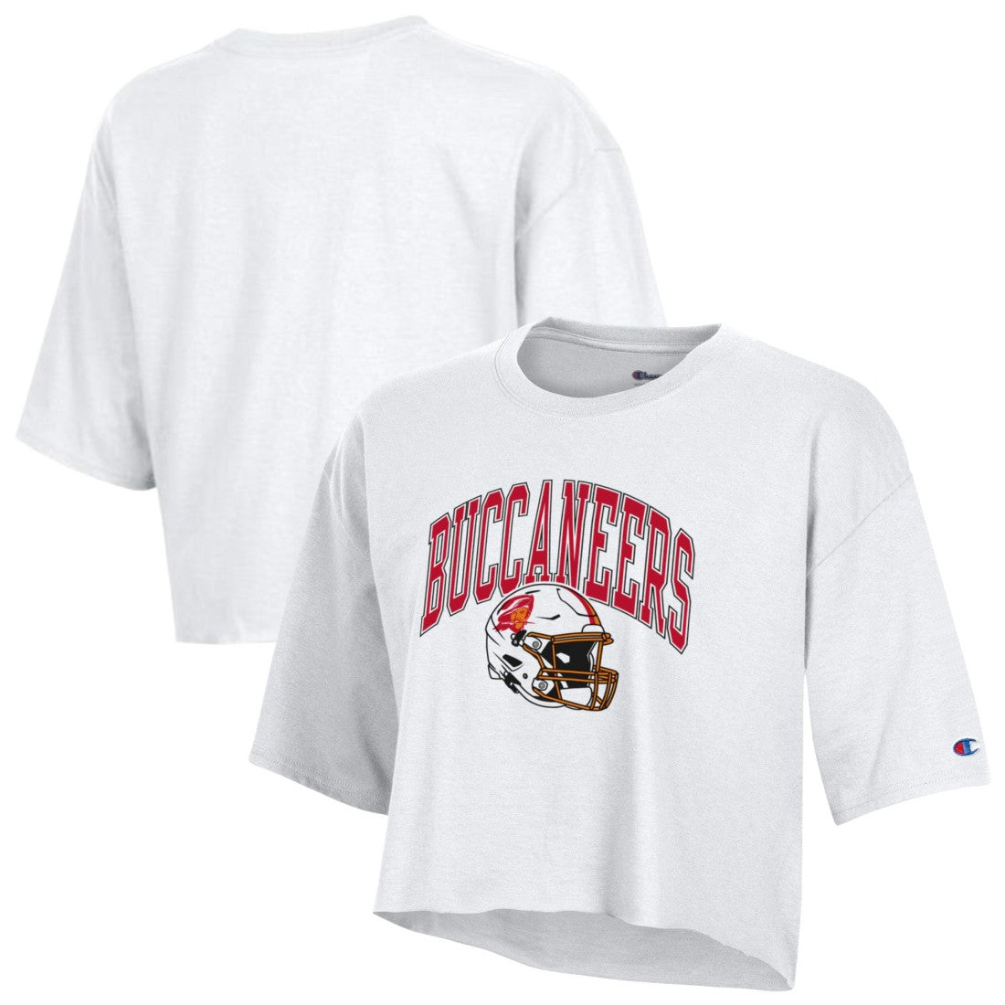 Tampa Bay Buccaneers Champion Women's Boyfriend Cropped T-Shirt - White T-shirts
