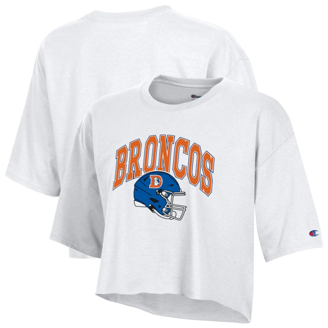 Denver Broncos Champion Women's Boyfriend Cropped T-Shirt - White T-shirts