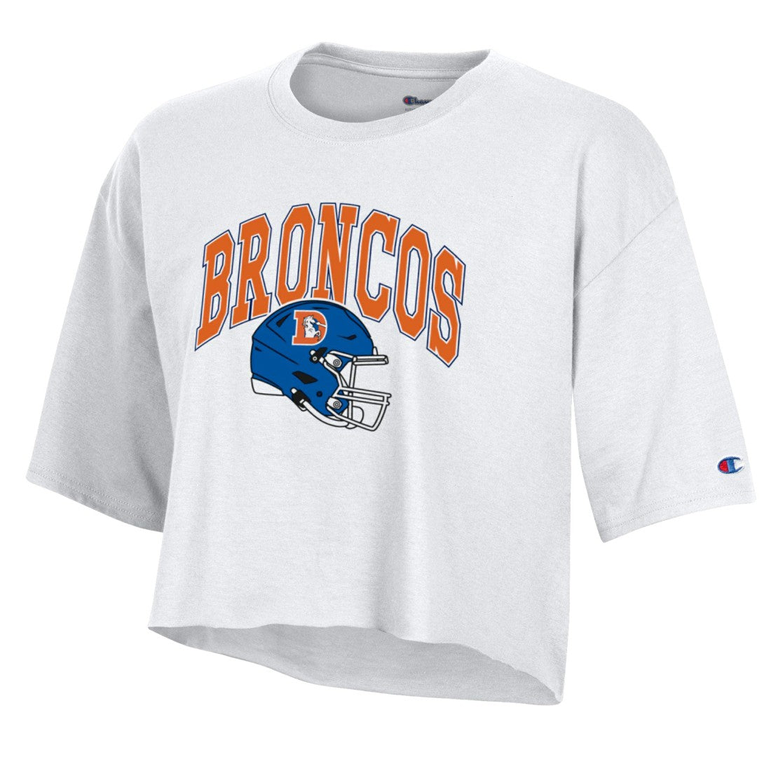 Denver Broncos Champion Women's Boyfriend Cropped T-Shirt - White T-shirts