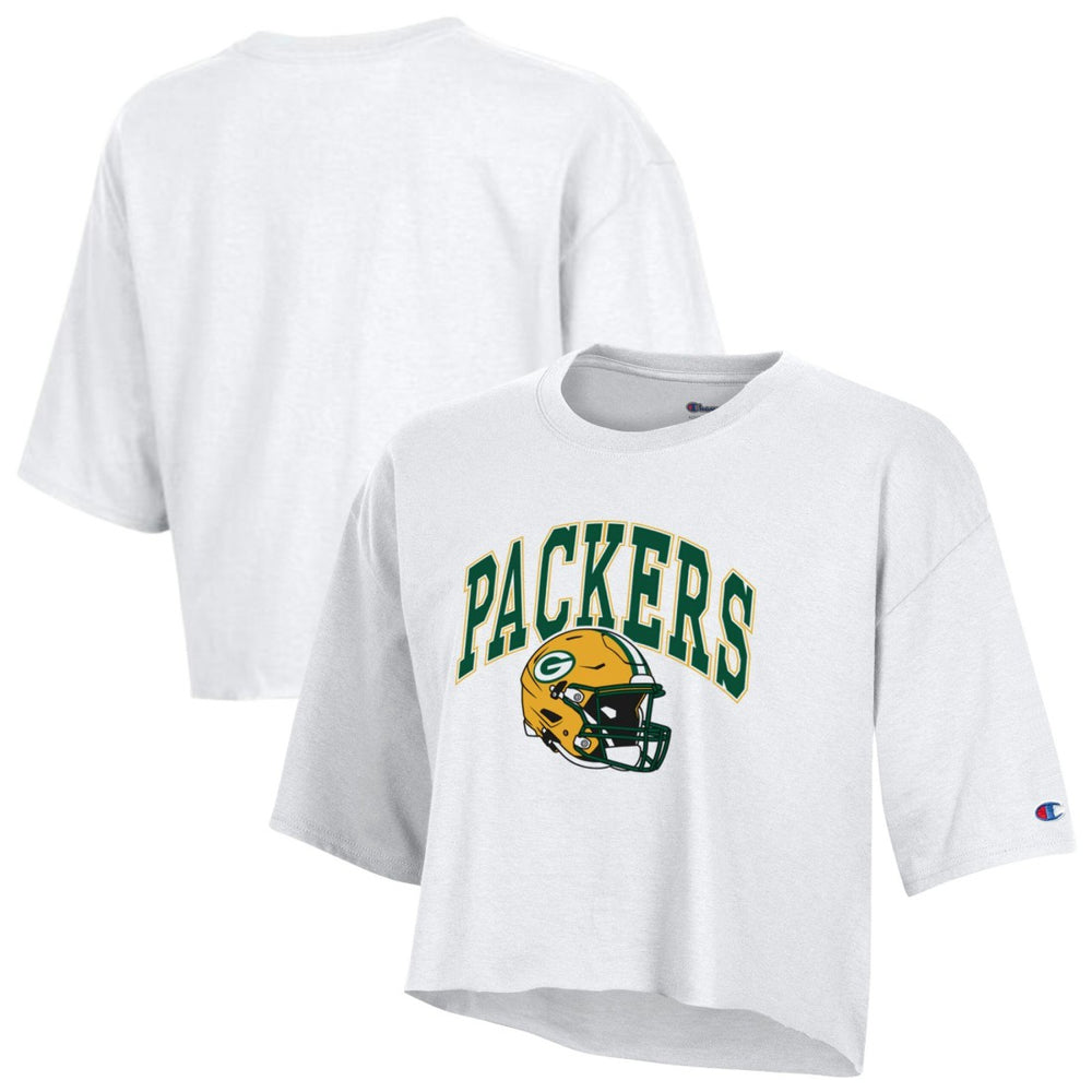 Green Bay Packers Champion Women's Boyfriend Cropped T-Shirt - White T-shirts