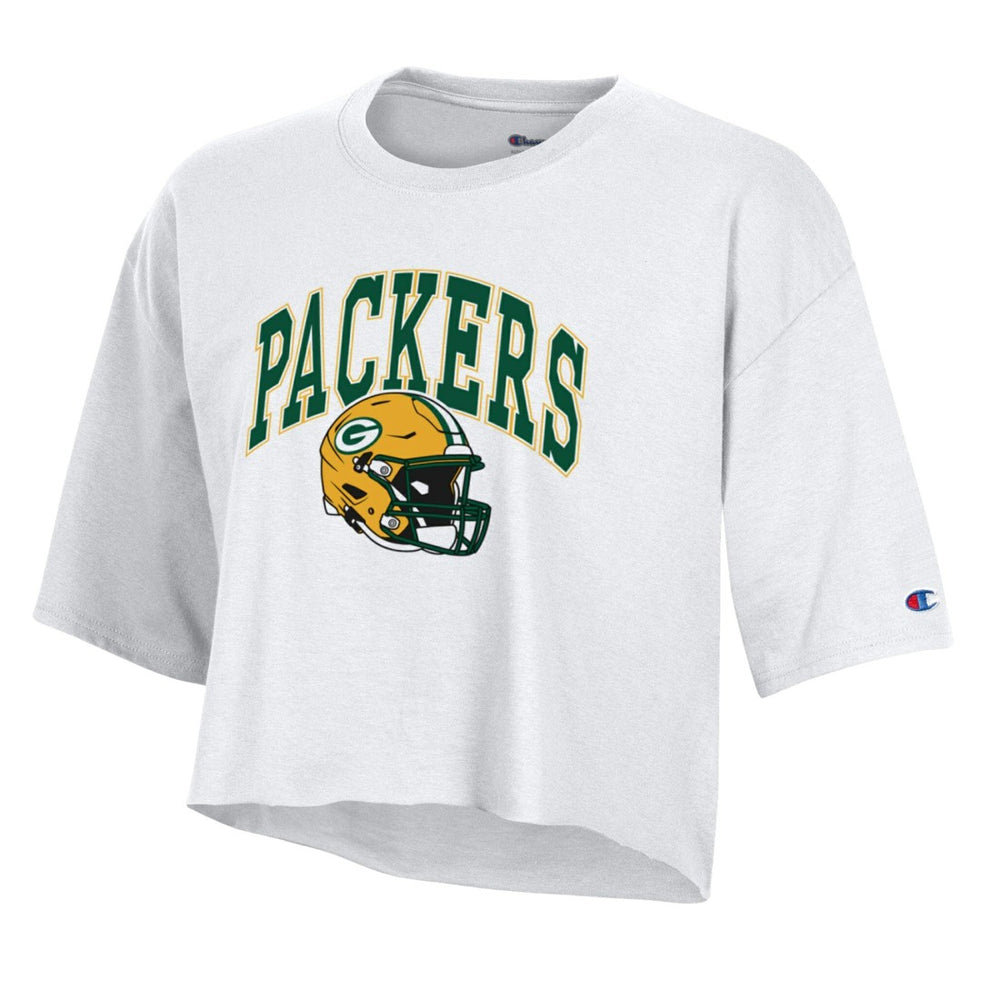 Green Bay Packers Champion Women's Boyfriend Cropped T-Shirt - White T-shirts