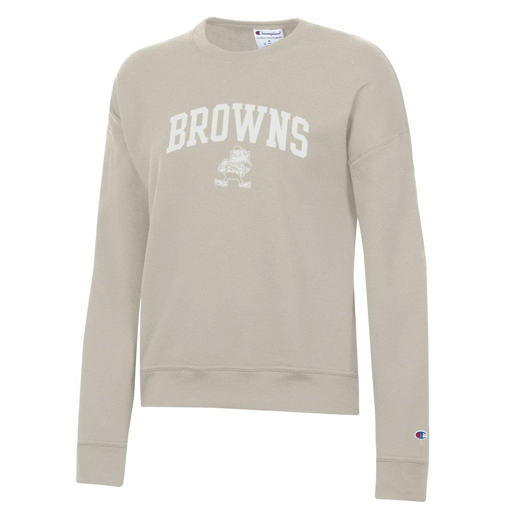 Cleveland Browns Champion Women's Powerblend Cocoa Butter Fleece Sweatshirt - Light Brown Sweatshirts