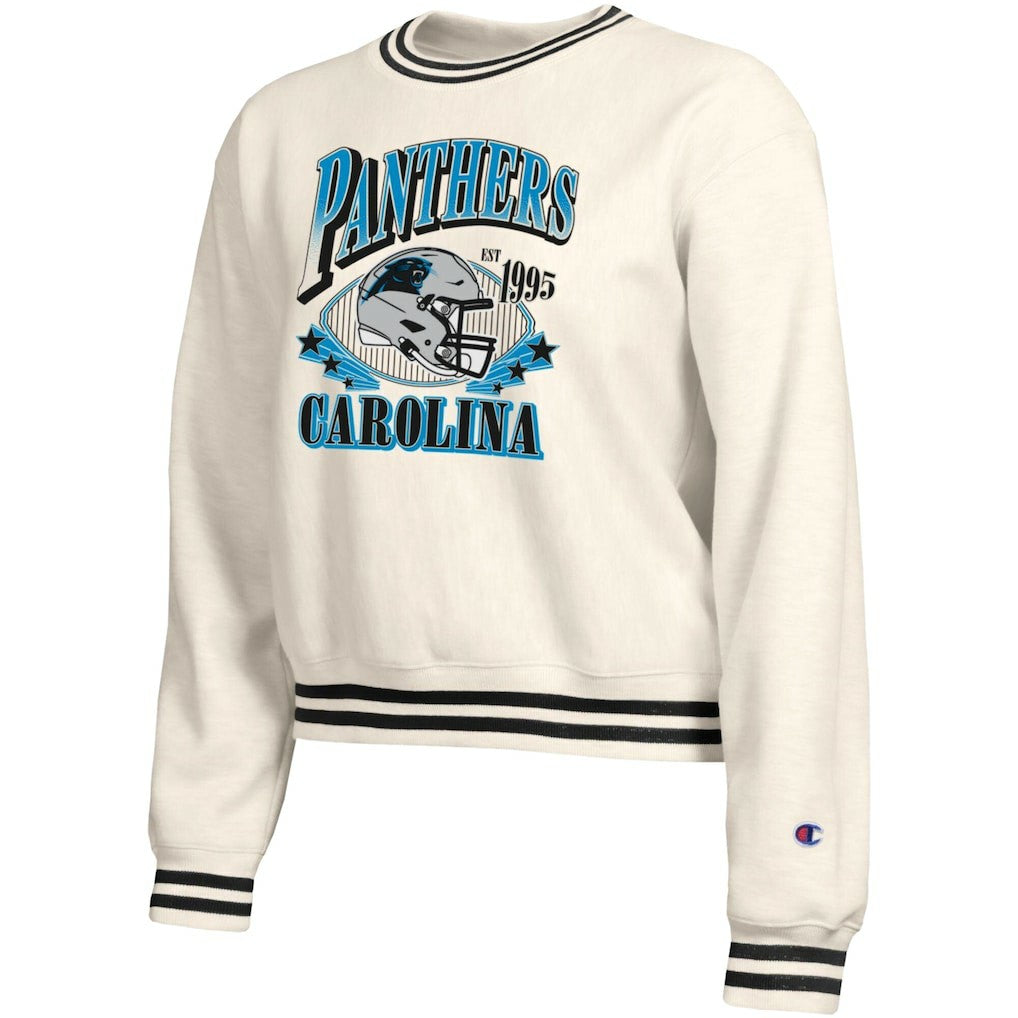 Carolina Panthers Champion Women's Reverse Weave Fleece Sweatshirt - Cream Sweatshirts