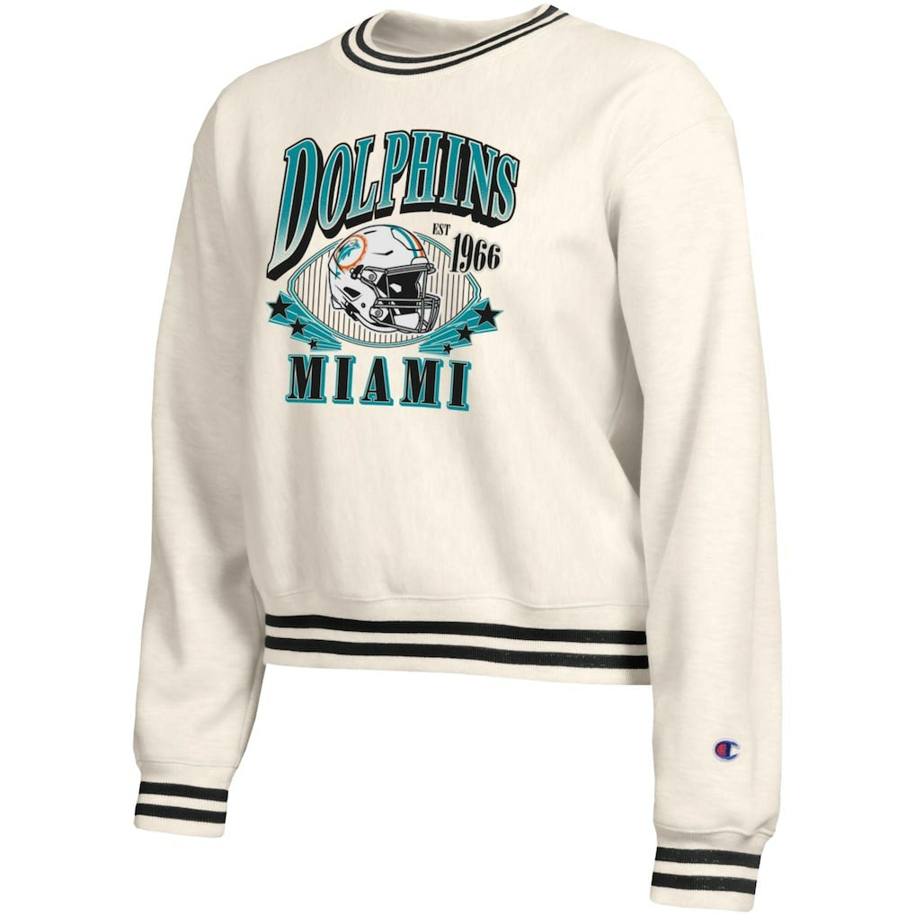 Miami Dolphins Champion Women's Reverse Weave Fleece Sweatshirt - Cream Sweatshirts