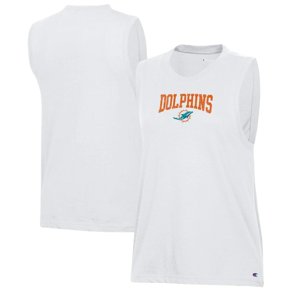 Miami Dolphins Champion Women's Muscle Tank Top - White Tops