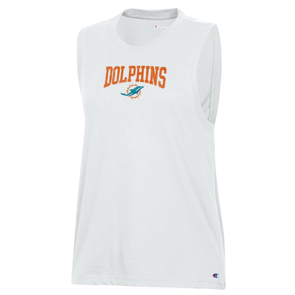 Miami Dolphins Champion Women's Muscle Tank Top - White Tops