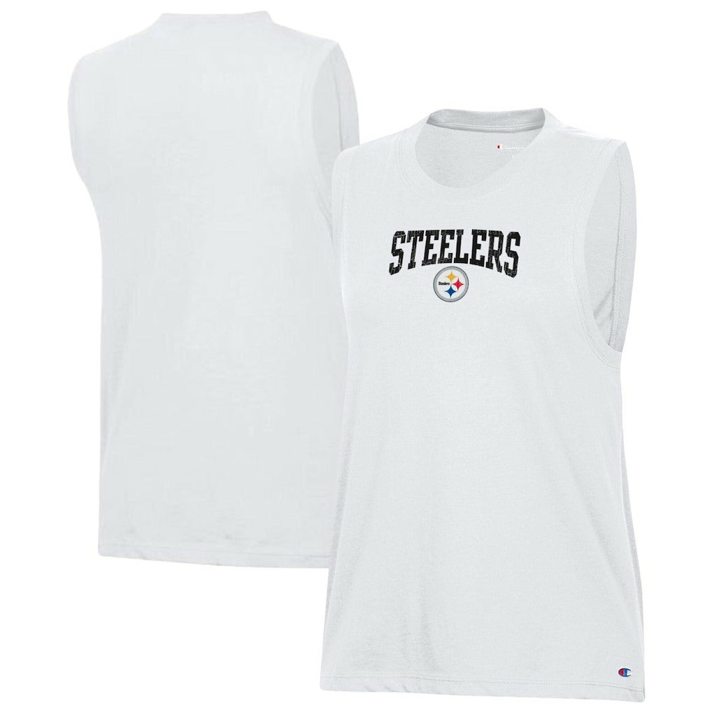 Pittsburgh Steelers Champion Women's Muscle Tank Top - White Tops