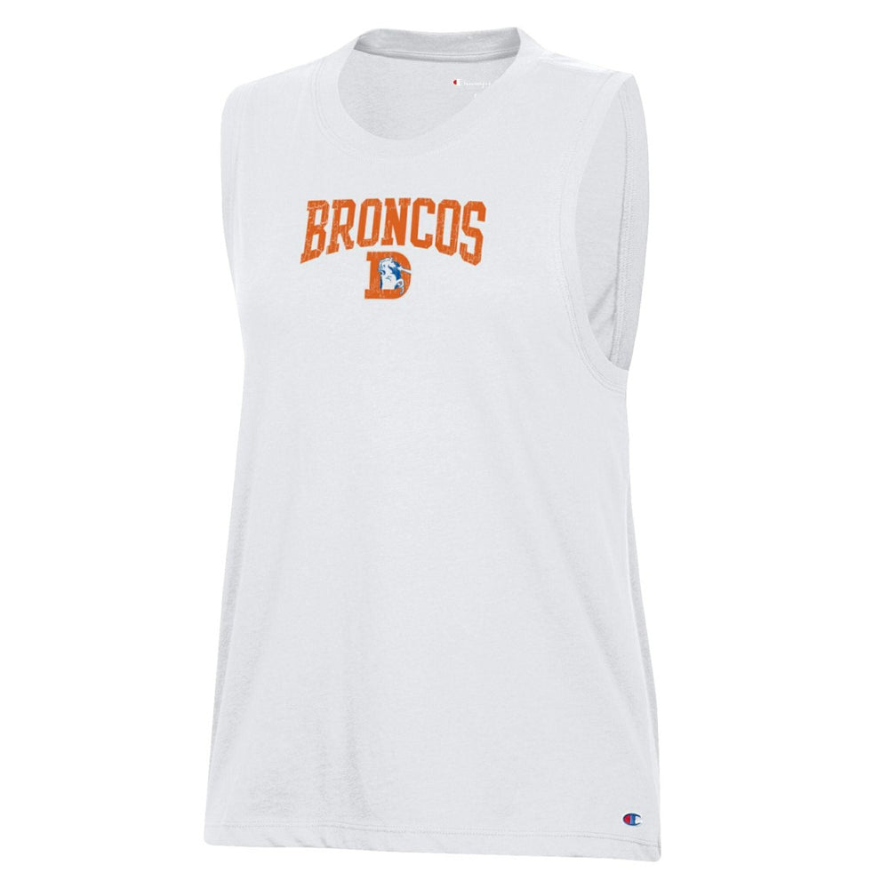 Denver Broncos Champion Women's Muscle Tank Top - White Tops