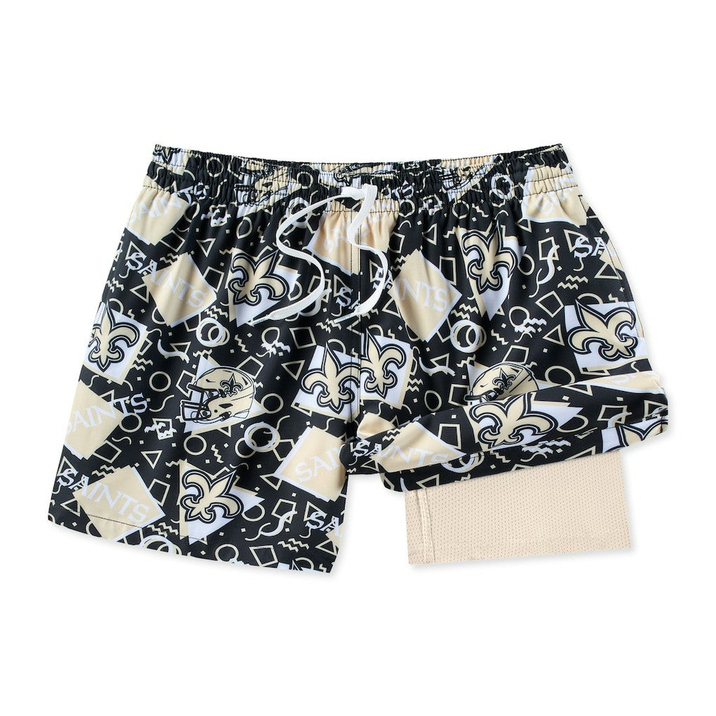 New Orleans Saints Chubbies Game Day Fit Classic Lined Swim Trunks - Black