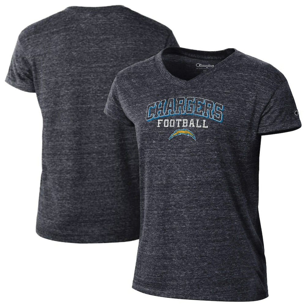 Los Angeles Chargers Champion Women's Triumph Tri-Blend V-Neck T-Shirt - Black T-shirts