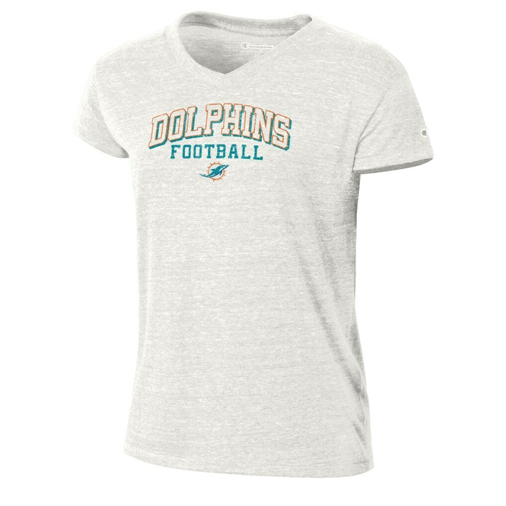 Miami Dolphins Champion Women's Triumph Tri-Blend V-Neck T-Shirt - White T-shirts