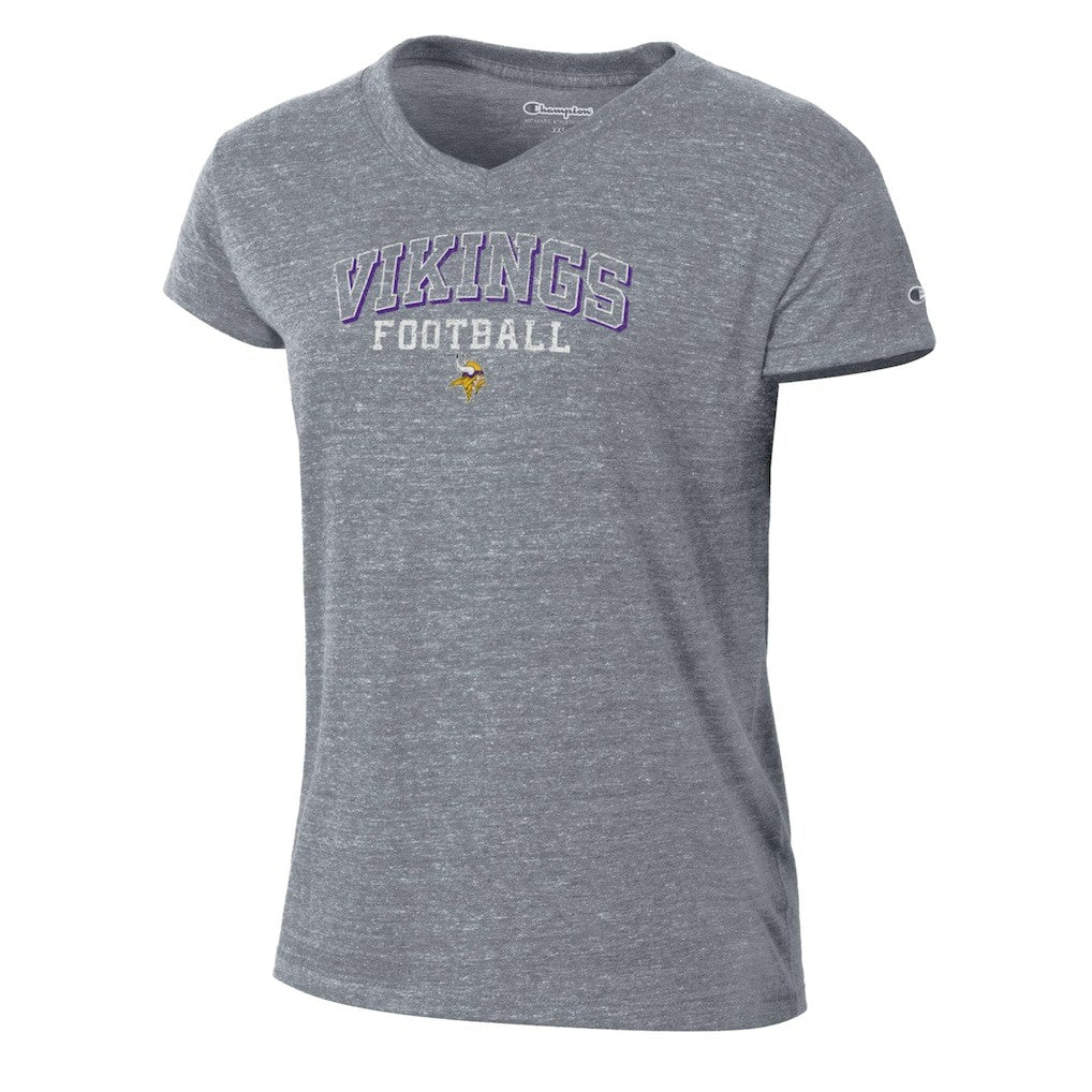 Minnesota Vikings Champion Women's Triumph Tri-Blend V-Neck T-Shirt - Heather Gray T-shirts
