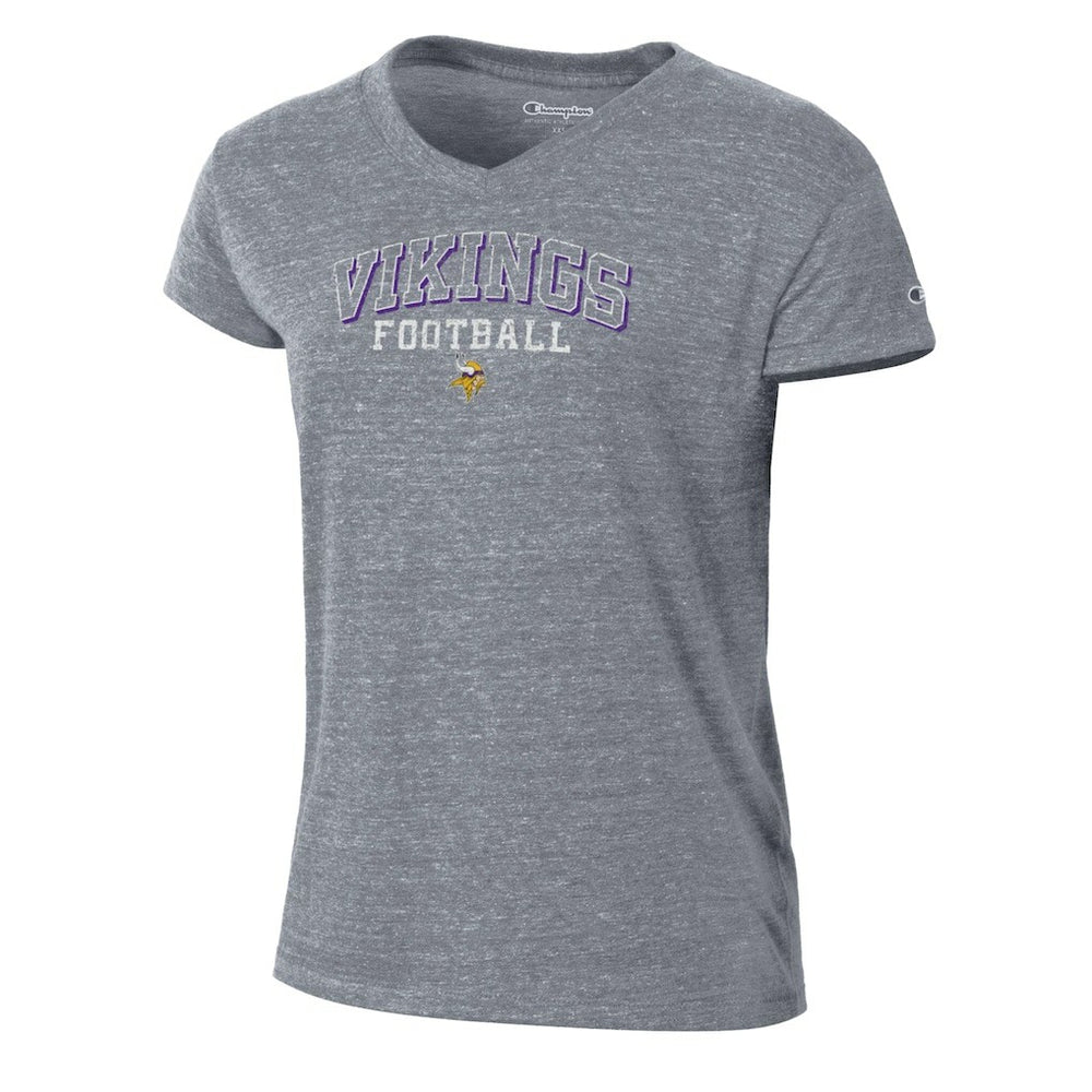 Minnesota Vikings Champion Women's Triumph Tri-Blend V-Neck T-Shirt - Heather Gray T-shirts