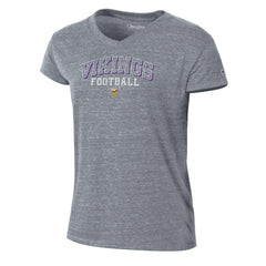 Minnesota Vikings Champion Women's Triumph Tri-Blend V-Neck T-Shirt - Heather Gray T-shirts