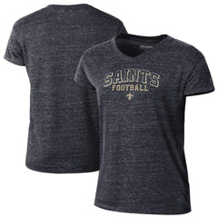 New Orleans Saints Champion Women's Triumph Tri-Blend V-Neck T-Shirt - Black T-shirts
