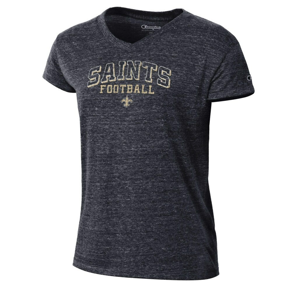 New Orleans Saints Champion Women's Triumph Tri-Blend V-Neck T-Shirt - Black T-shirts
