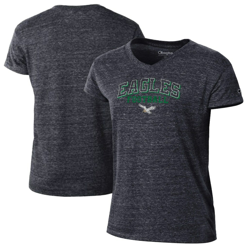 Philadelphia Eagles Champion Women's Triumph Tri-Blend V-Neck T-Shirt - Black T-shirts
