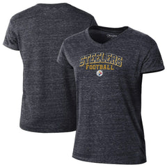 Pittsburgh Steelers Champion Women's Triumph Tri-Blend V-Neck T-Shirt - Black T-shirts