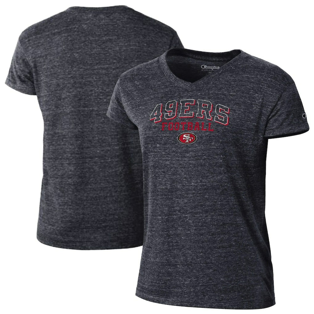 San Francisco 49ers Champion Women's Triumph Tri-Blend V-Neck T-Shirt - Black T-shirts
