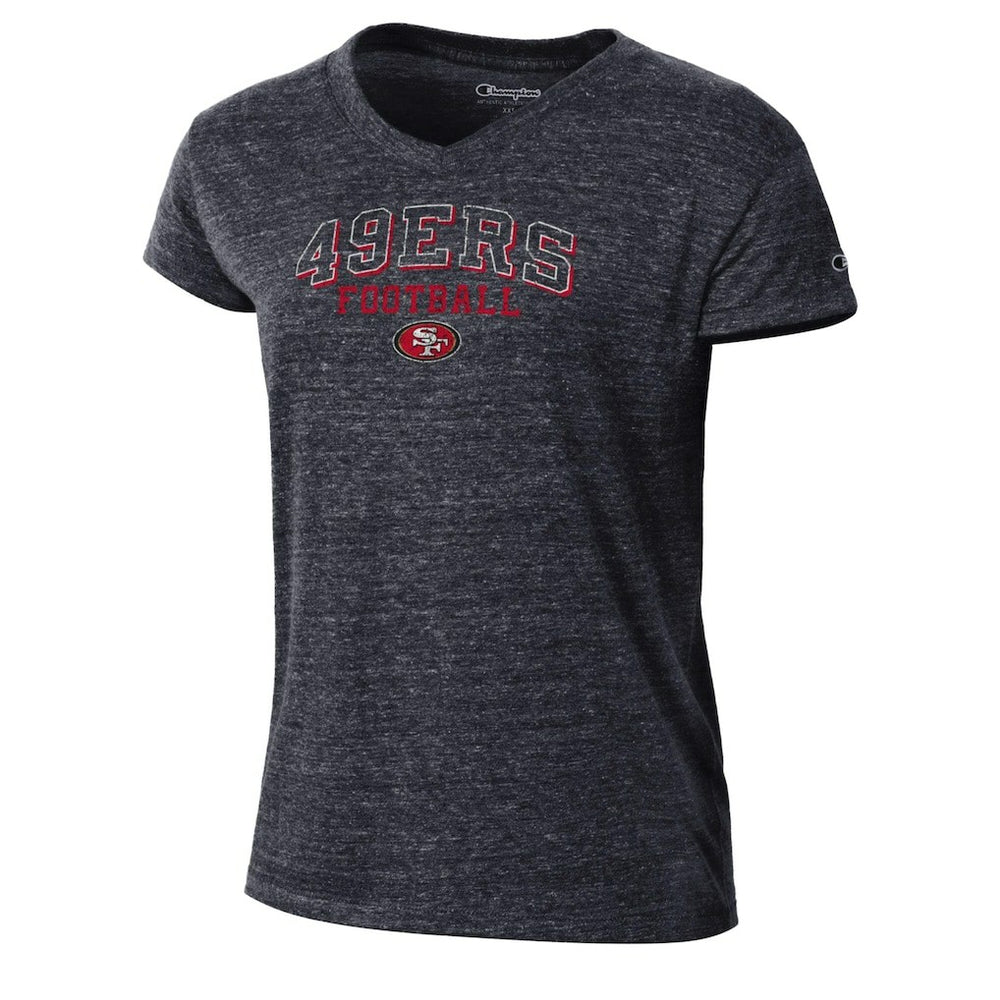 San Francisco 49ers Champion Women's Triumph Tri-Blend V-Neck T-Shirt - Black T-shirts