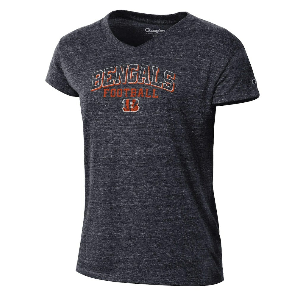 Cincinnati Bengals Champion Women's Triumph Tri-Blend V-Neck T-Shirt - Black T-shirts