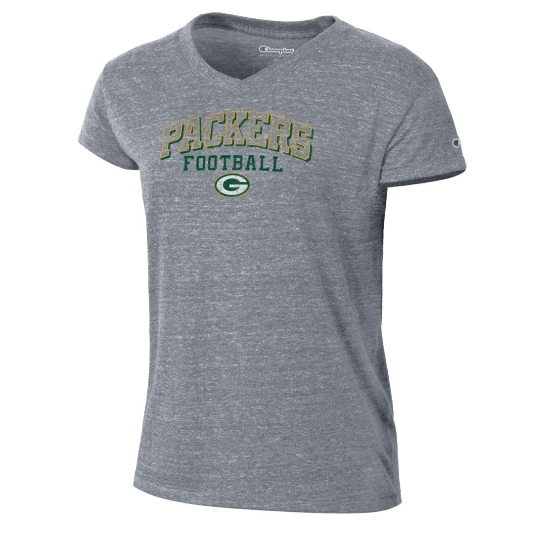 Green Bay Packers Champion Women's Triumph Tri-Blend V-Neck T-Shirt - Heather Gray T-shirts