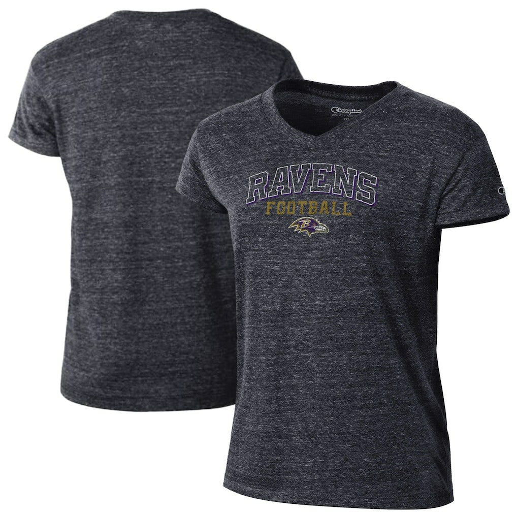 Baltimore Ravens Champion Women's Triumph Tri-Blend V-Neck T-Shirt - Black T-shirts