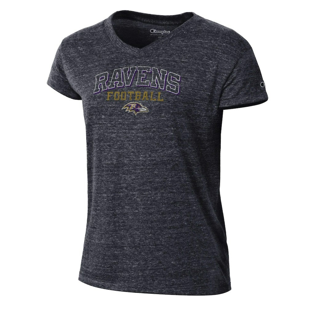 Baltimore Ravens Champion Women's Triumph Tri-Blend V-Neck T-Shirt - Black T-shirts