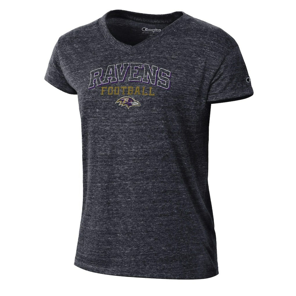 Baltimore Ravens Champion Women's Triumph Tri-Blend V-Neck T-Shirt - Black T-shirts