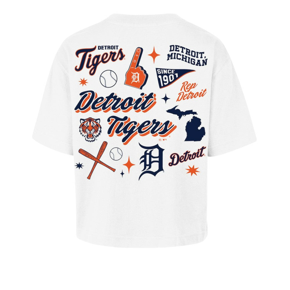 Detroit Tigers '47 Women's Collage Script Reed City T-Shirt - White T-shirts
