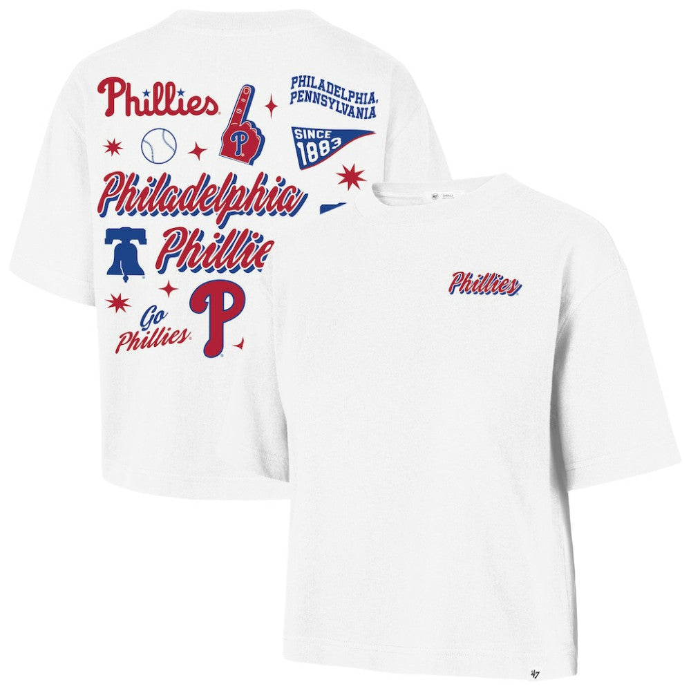 Philadelphia Phillies '47 Women's Collage Script Reed City T-Shirt - White T-shirts
