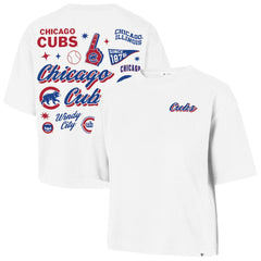 Chicago Cubs '47 Women's Collage Script Reed City T-Shirt - White T-shirts