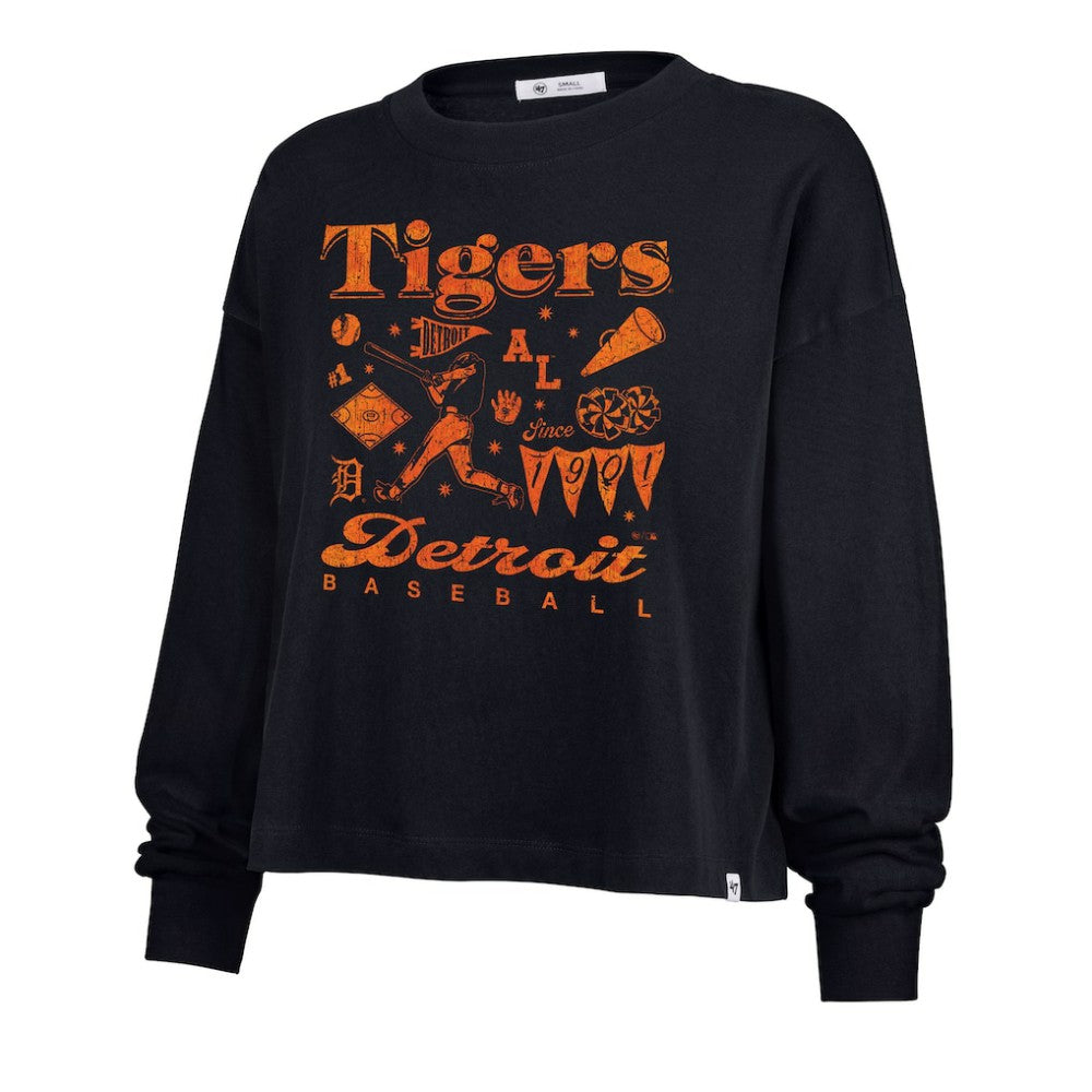 Detroit Tigers '47 Women's Team Collage Sydney Long Sleeve T-Shirt - Navy T-shirts