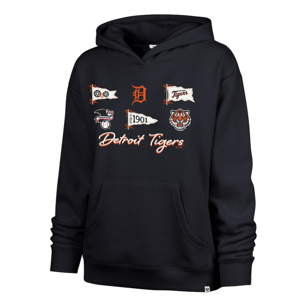 Detroit Tigers '47 Women's Bow & Banners Naomi Hoodie - Navy Hoodies