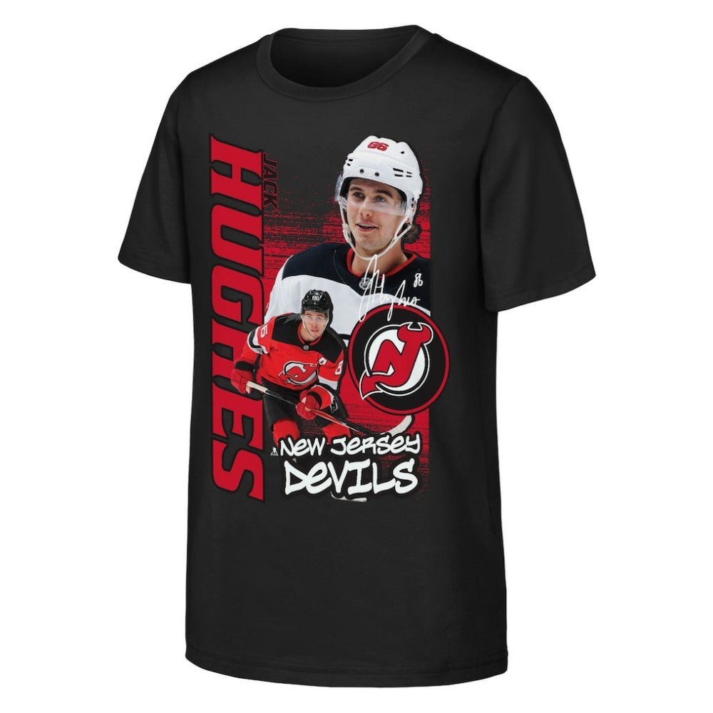 Jack Hughes New Jersey Devils Outerstuff Youth Playmaker T-Shirt - Black | US 203700978