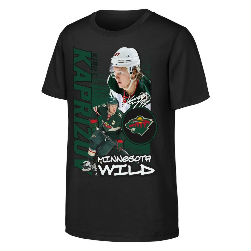 Kirill Kaprizov Minnesota Wild Outerstuff Youth Playmaker T-Shirt - Black | US 203700980
