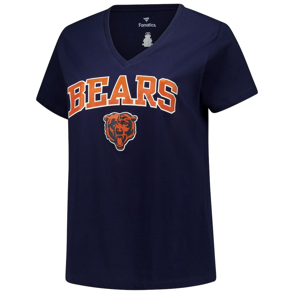 Chicago Bears Women's Plus Size Arch Over Logo V-Neck T-Shirt - Navy T-shirts