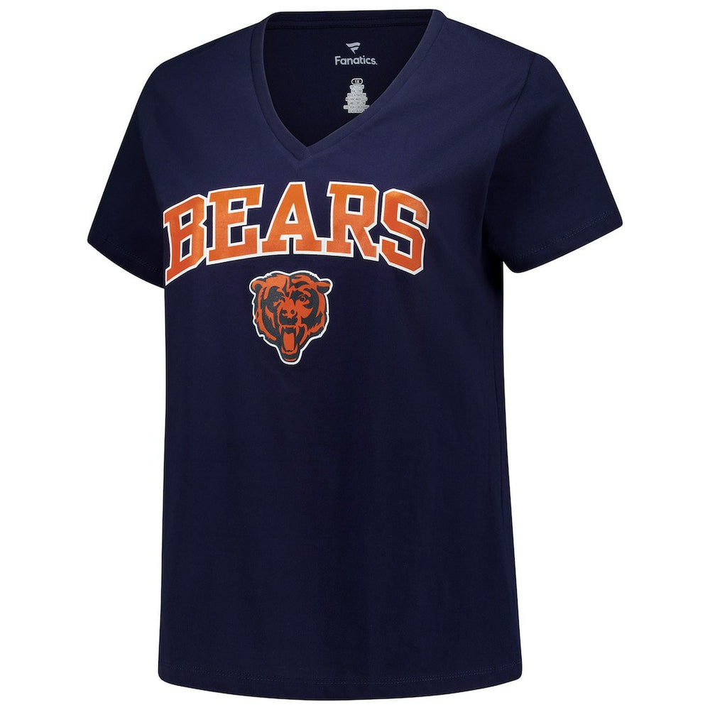 Chicago Bears Women's Plus Size Arch Over Logo V-Neck T-Shirt - Navy T-shirts