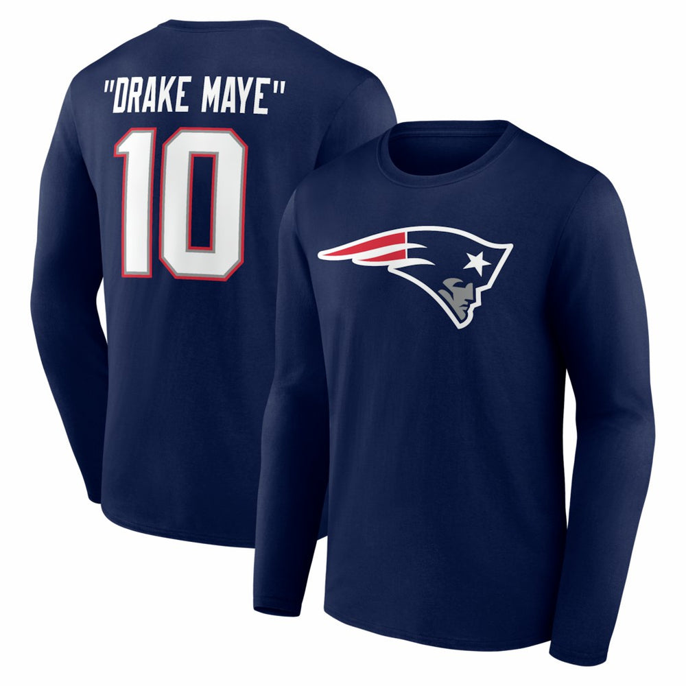 Drake Maye New England Patriots Nickname Long Sleeve T-Shirt - Navy T-shirts