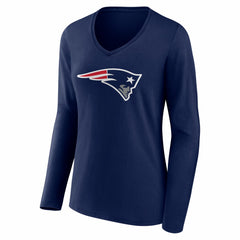 Drake Maye New England Patriots Women's Nickname V-Neck Long Sleeve T-Shirt - Navy T-shirts