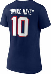 Drake Maye New England Patriots Women's Nickname V-Neck T-Shirt - Navy T-shirts
