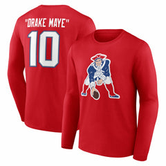 Drake Maye New England Patriots Nickname Long Sleeve T-Shirt - Red T-shirts
