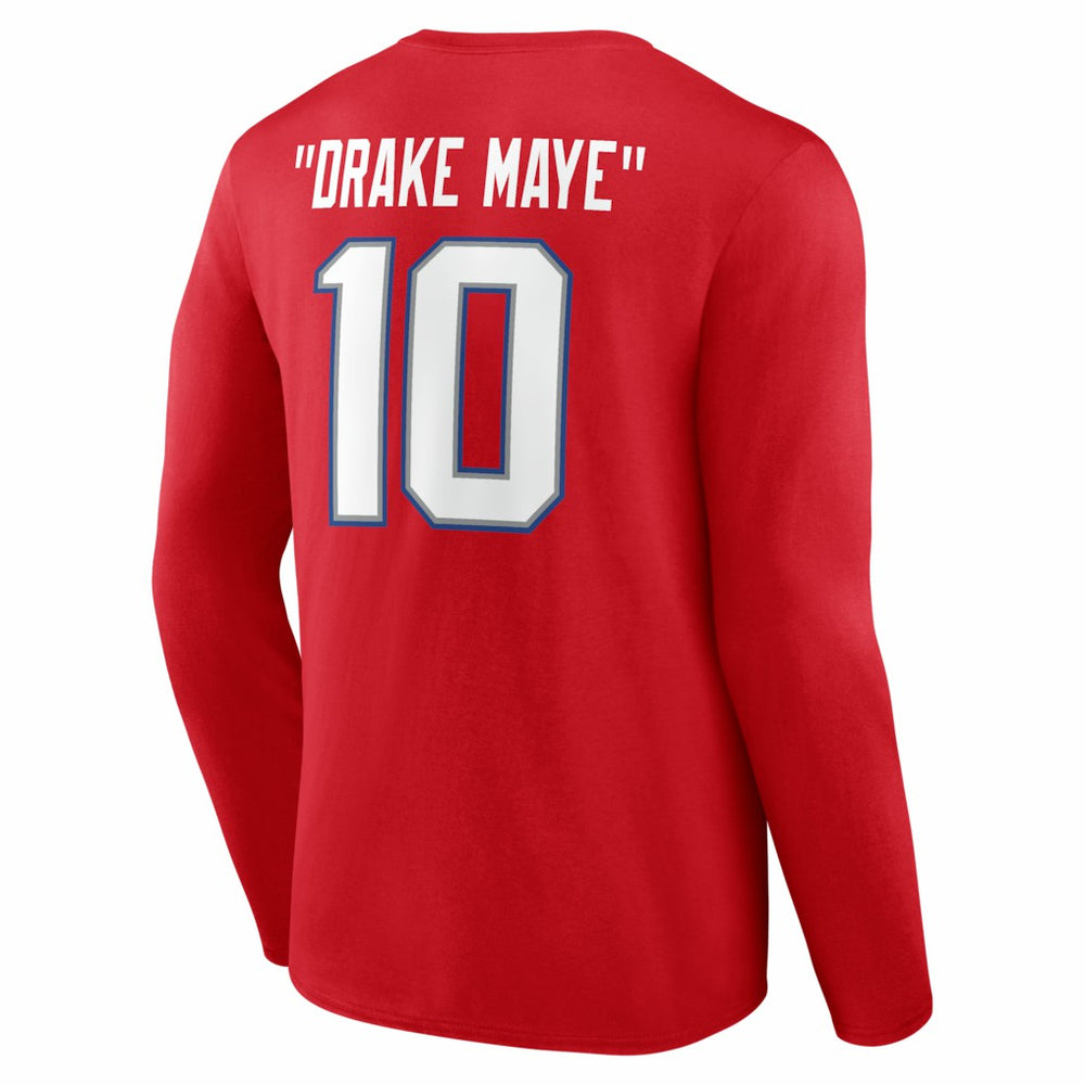Drake Maye New England Patriots Nickname Long Sleeve T-Shirt - Red T-shirts