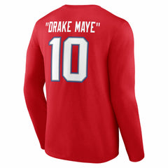 Drake Maye New England Patriots Nickname Long Sleeve T-Shirt - Red T-shirts