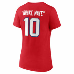 Drake Maye New England Patriots Women's Nickname V-Neck T-Shirt - Red T-shirts