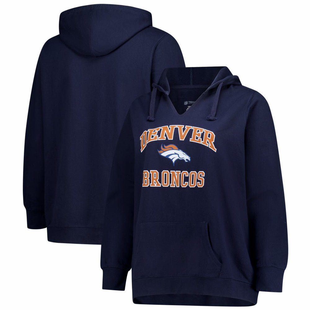 Denver Broncos Women's Plus Size Heart & Soul Notch Neck Hoodie - Navy Hoodies