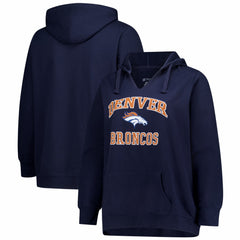 Denver Broncos Women's Plus Size Heart & Soul Notch Neck Hoodie - Navy Hoodies