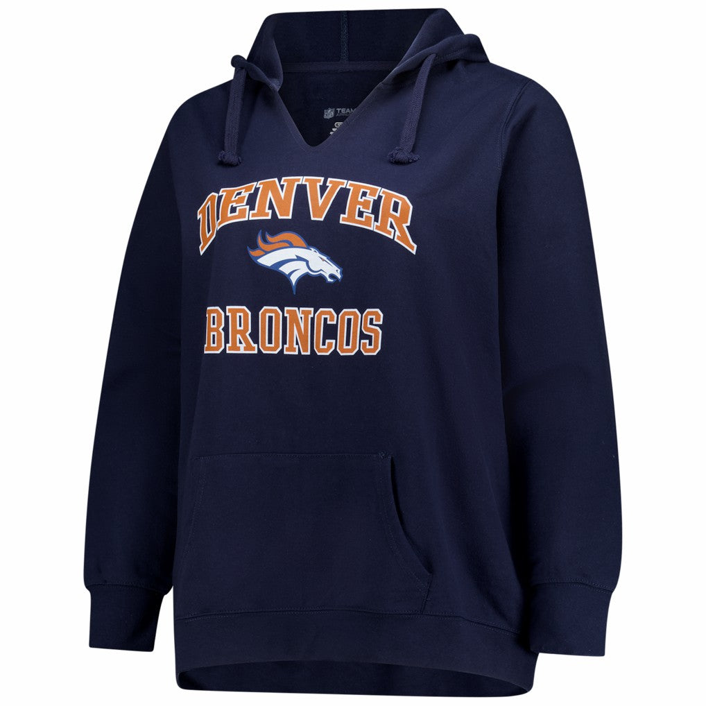 Denver Broncos Women's Plus Size Heart & Soul Notch Neck Hoodie - Navy Hoodies