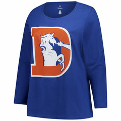 Denver Broncos Women's Plus Size Primary Logo Long Sleeve Scoop Neck T-Shirt - Royal T-shirts