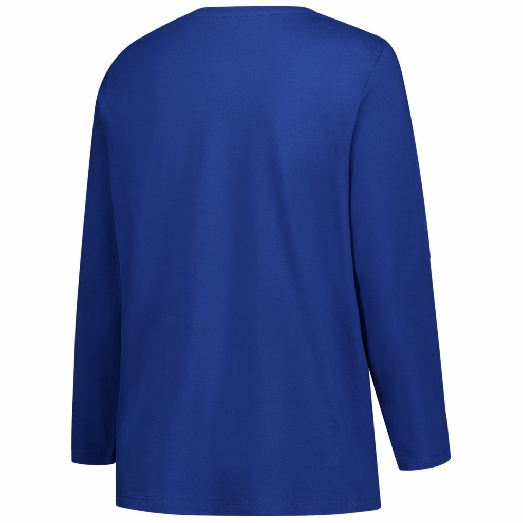 Denver Broncos Women's Plus Size Primary Logo Long Sleeve Scoop Neck T-Shirt - Royal T-shirts